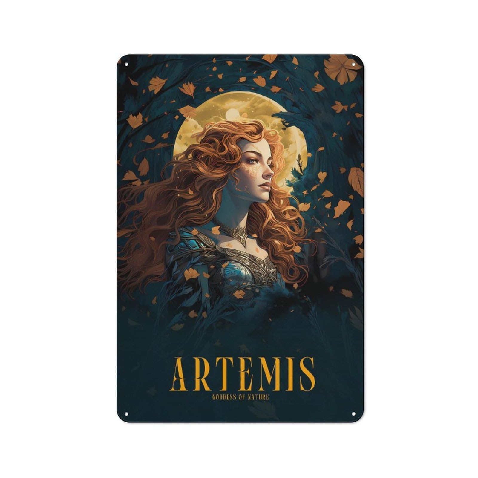 Artemis Printed Metal Sign 30x20cm for Garage Wall, with Clear Industrial Wall Decor Character