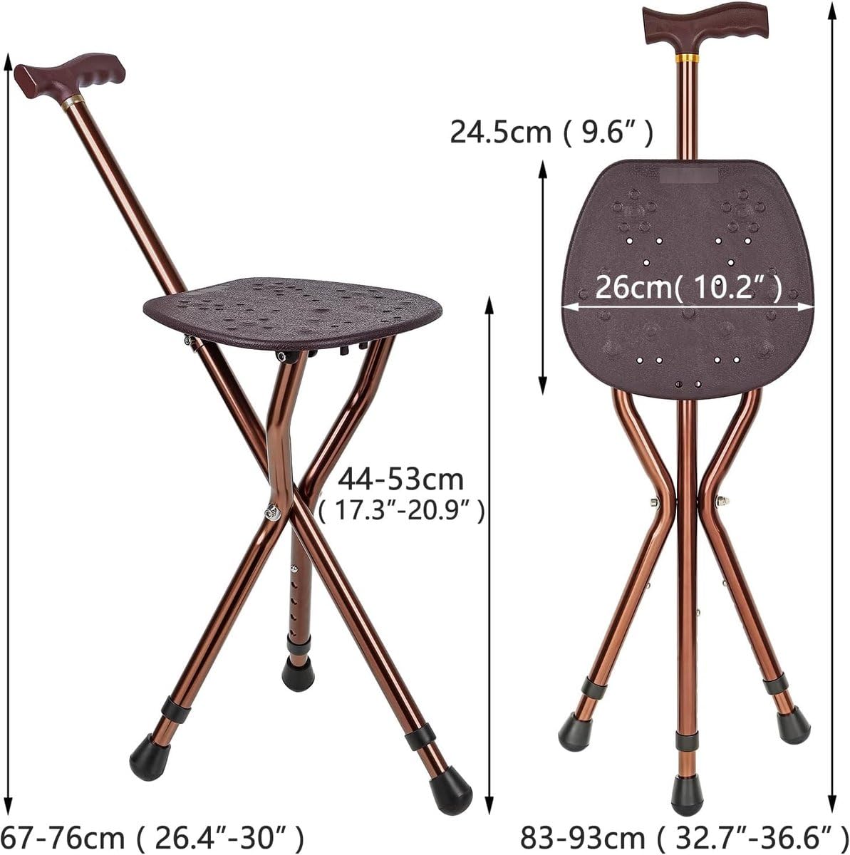 VOKA Bâton de marche avec siège - Pliable - 90 cm - Canne de marche avec siège - Bâton de marche avec chaise