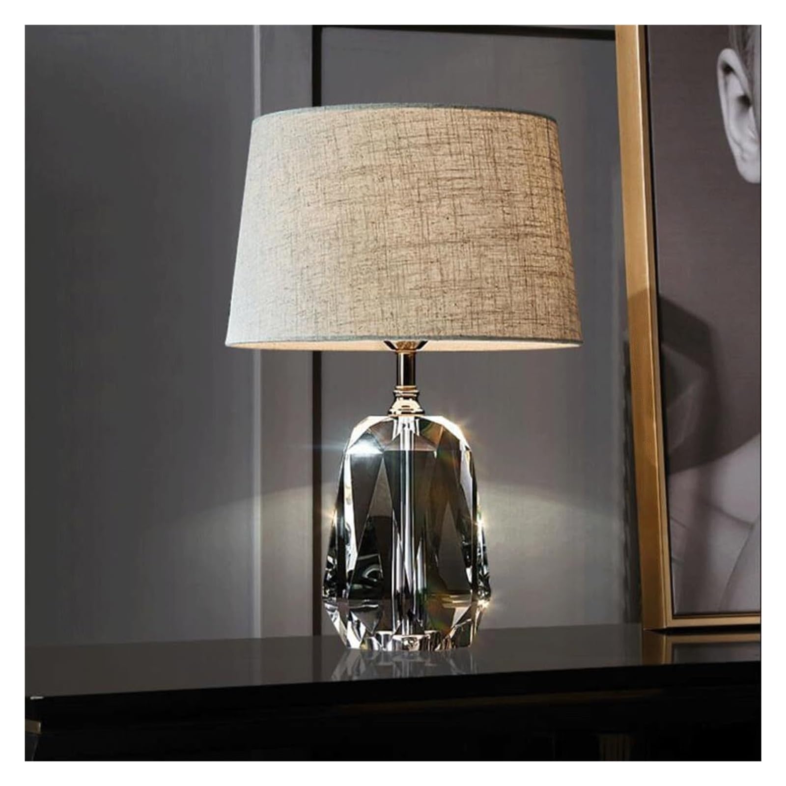 Luxuriöse Kreative Stoff-Kristall-Schreibtischlampe, Vintage-Tischlampe For Schlafzimmer, Kaffee-Schlafzimmer-Nachttisch-Dekorationsbeleuchtung Schreibtischlampe