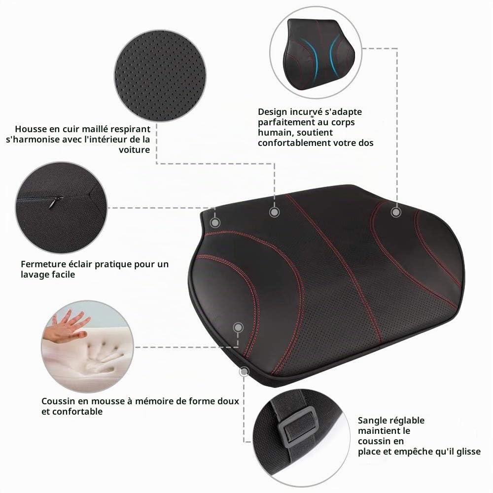 KOYOSO Coussin Lombaire Voiture Support Dorsal Cuir Coussin Dos pour Bureau