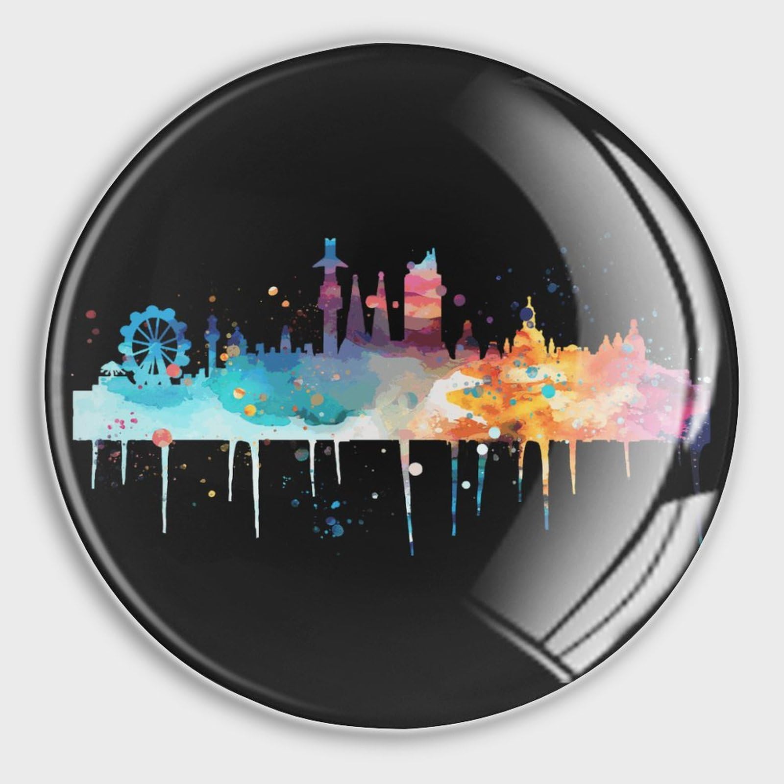 Aimants puissants en verre pour réfrigérateur Lot de 4 au motif paysage urbain
