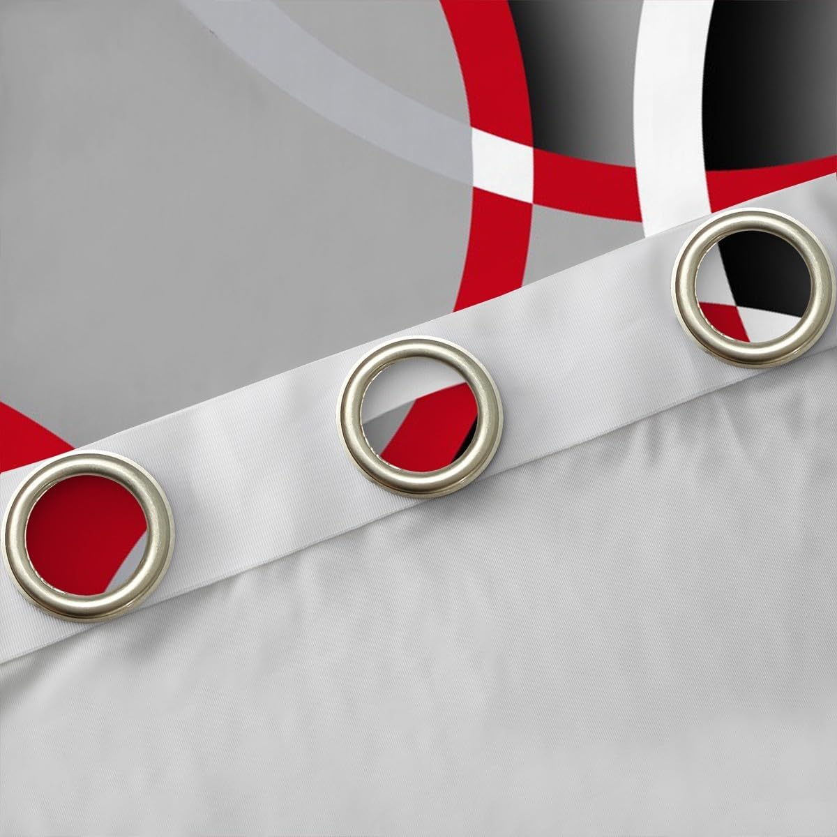 Feelyou Geometric Curtains for Bedroom Living Room Retro Circle Blackout Window Curtains for Kids Boys Girls Abstract Art Window Drapes Grey Red Black Window Treatments, 52x84 Inches,2 Panels