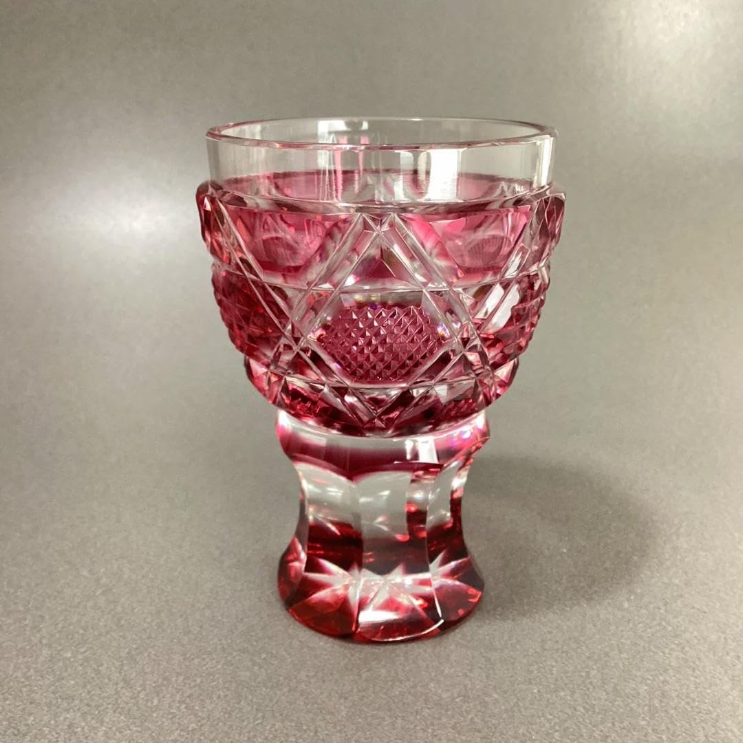 Amazon.co.jp: 薩摩切子 馬上杯 グラス 薩摩びーどろ工芸 金赤 レッド