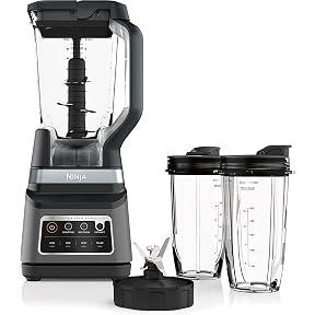 Ninja Blender, For-Smoothies, Salsa, Shakes, Slush, and-Frozen Drinks, Pitcher, and-Lid, for-Kitchen, Crushes Ice, Fruit, and-Veggies, 1000-Watt, Dishwasher Safe, Black, NJ601AMZ​