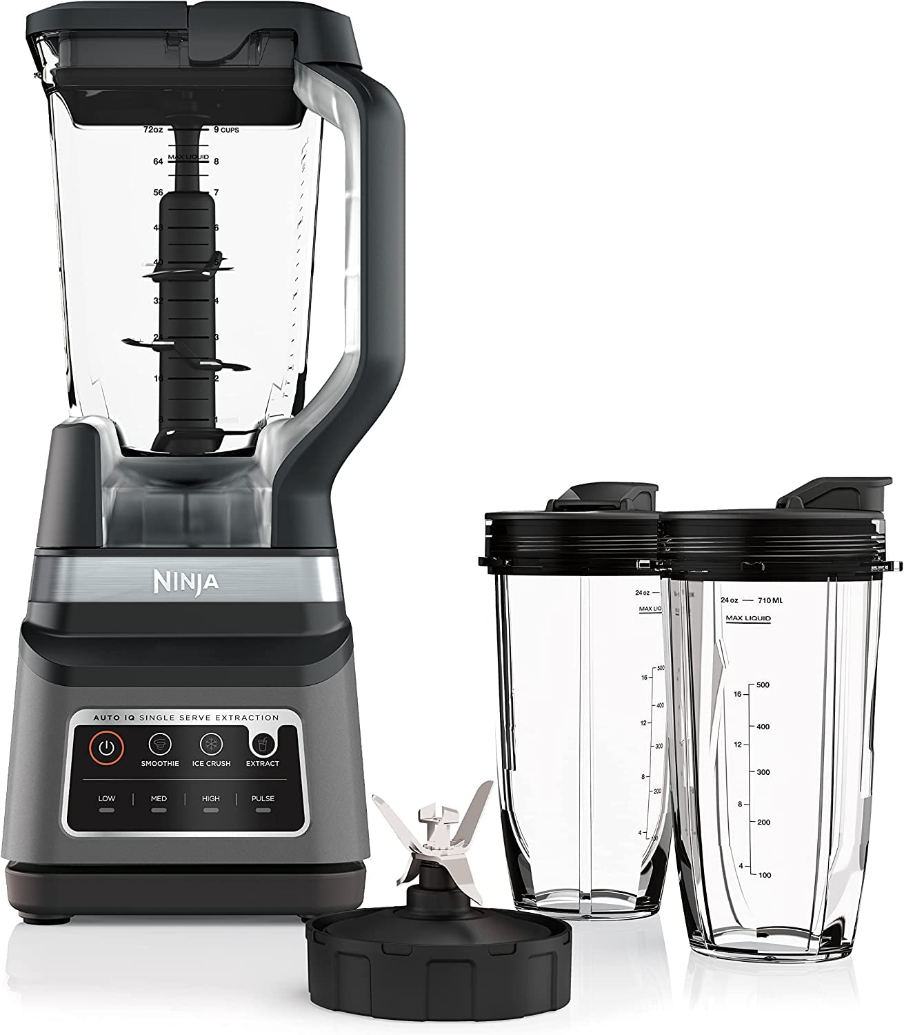 Ninja BN751 Professional Plus DUO Blender, 1400 Peak Watts, 3 Auto-IQ Programs for Smoothies, Frozen Drinks & Nutrient Extractions, 72-oz. Total Crushing Pitcher & (2) 24 oz. To-Go Cups, BlackNinja BN751 Professional Plus DUO Blender, 1400 P…