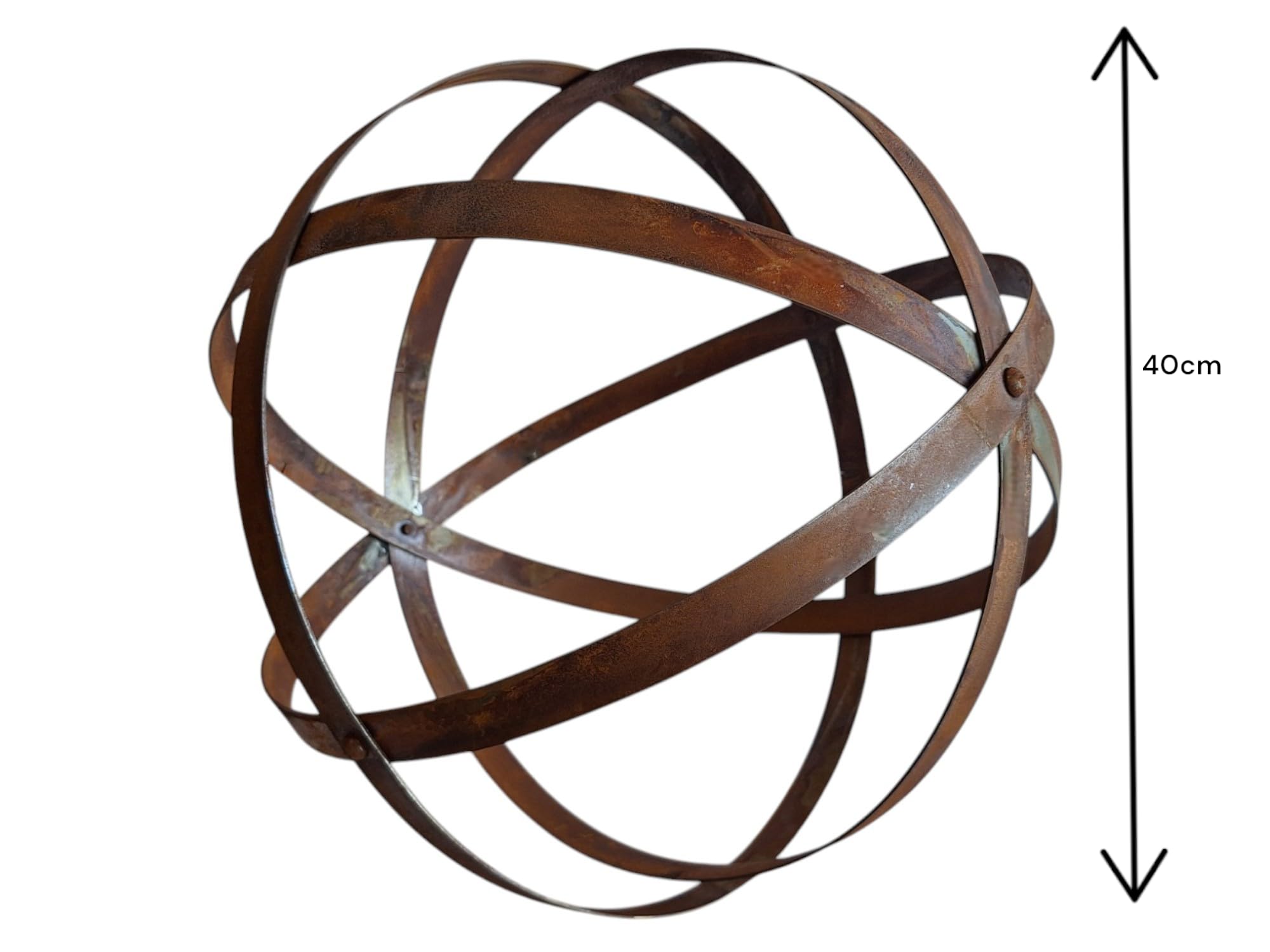 Bornhöft Gartenkugel aus Metall, Rostoptik, Dekorative Stahlband-Skulptur für Garten Edelrost rostige Gartendekoration (40 Centimeter)