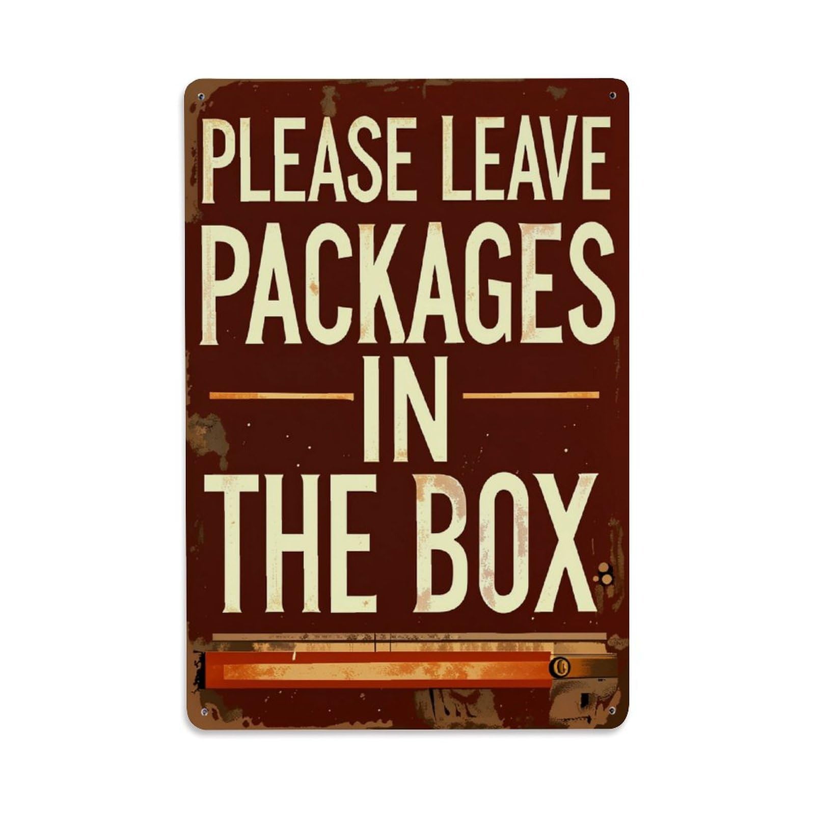 Enderetf Vintage Please Leave Packages In The Box Tin Sign Metal Poster, Home Bar Garage Man Cave Cafe Indoor & Outdoor Wall Decoration 8X12inches