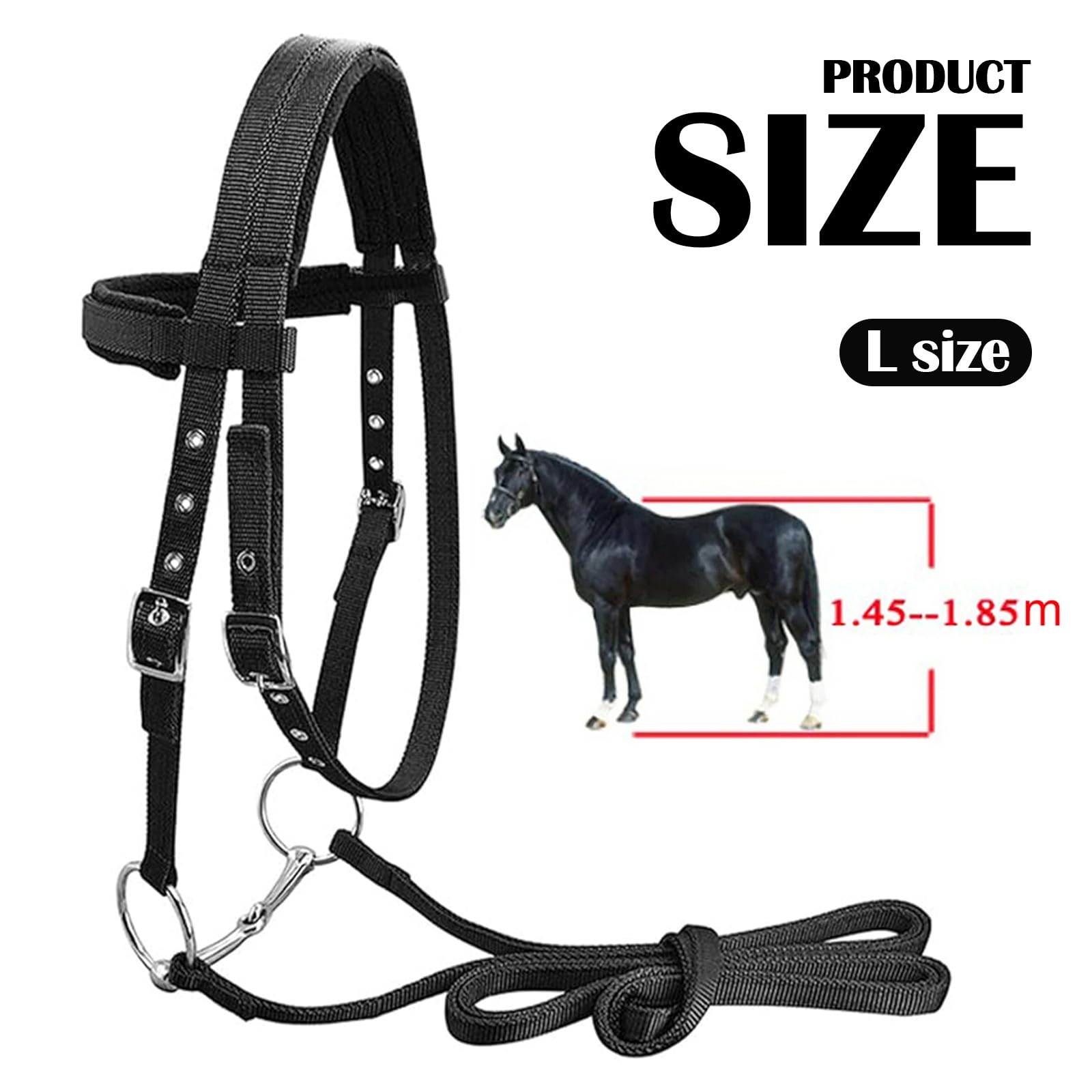 Bridon de Filet, Bride de Filet Professionnelle Sans Mors Bride de Cheval Rênes de Licol à Noeud de Licol pour Cheval, Taille Grande