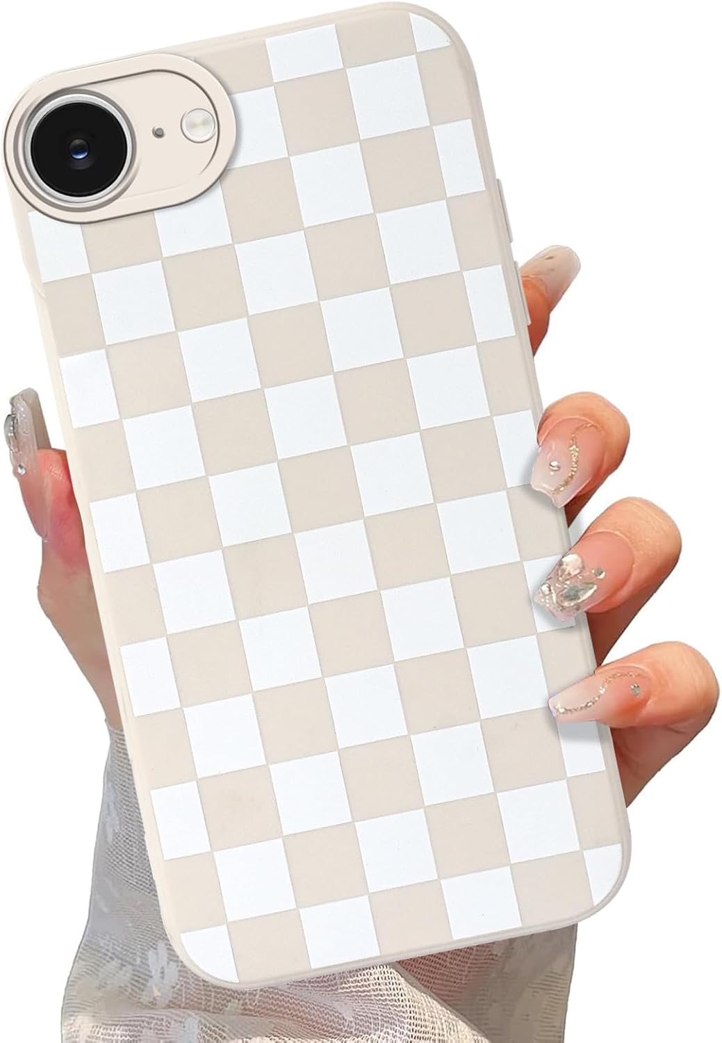 Cute Checkered Case for iPhone 16E/iPhone 17E 6.1'', Aesthetic Checkerboard Lattice Pattern Print Design Funda Slim Fit Soft TPU Silicone Shockproof Full Camera Protective Cover for Women Girl