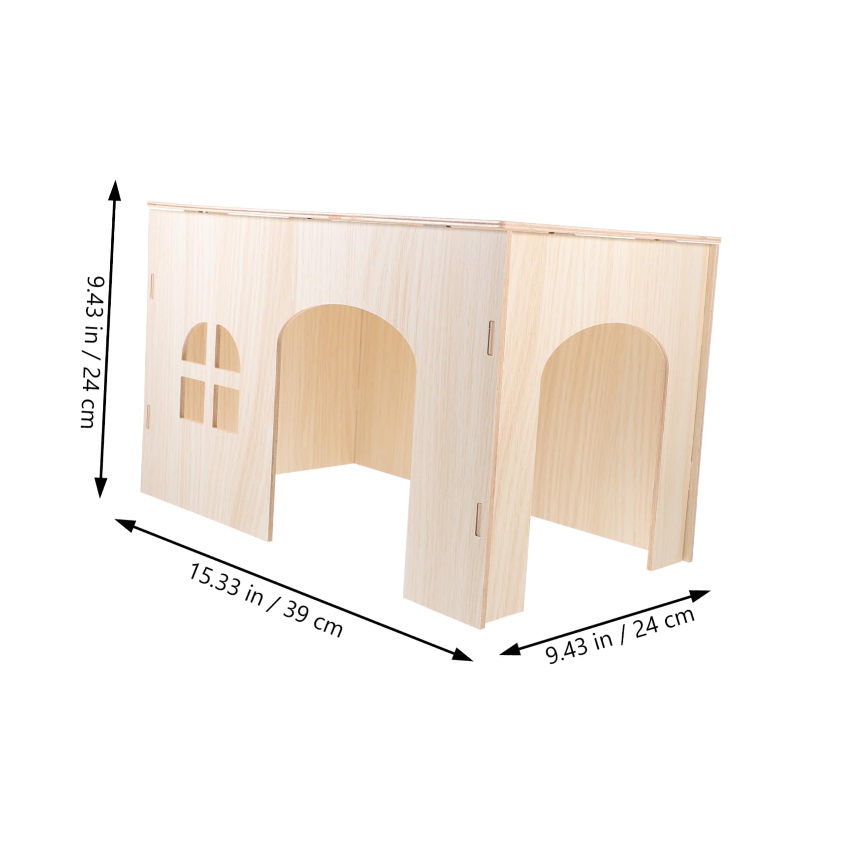 minkissy Casa de Madera Beige para Conejos y Ardillas, Nido Seguro y Cómodo para Mascotas Pequeñas, Zona de Juegos y Escondite Natural para Roedores