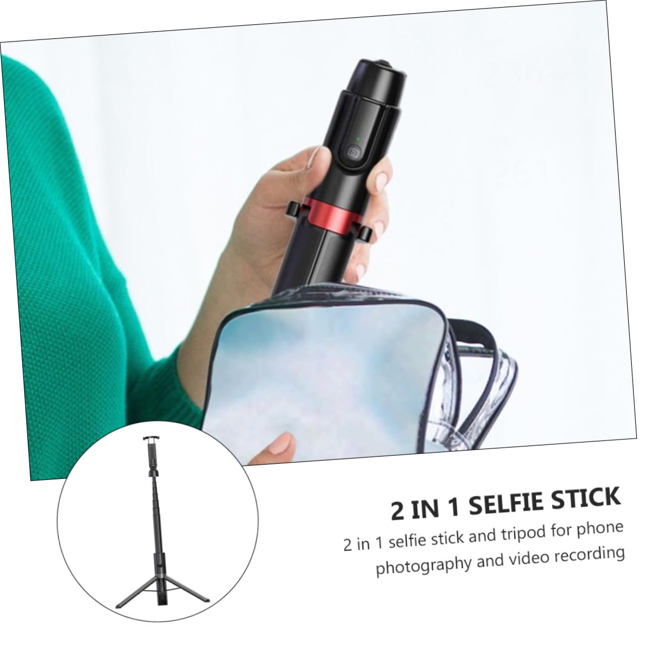 Treppiede per Streaming Selfie Stick Rotante Clip per Telefono Supporto per Treppiede Live Telecomando Staccabile e Design