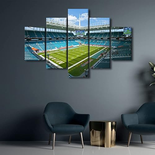 Vista 211 de Cuadros de estadios deportivos de fútbol americano de Minnesota, cuadros de vikingos, 5 paneles, lienzo para pared, arte de pared del estadio