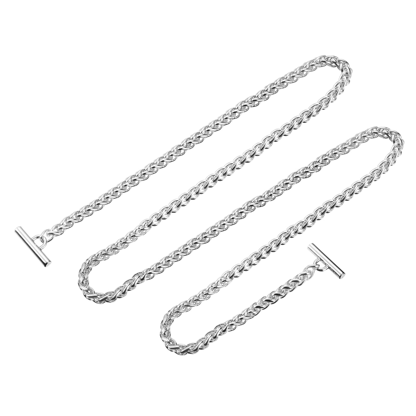 sourcing map Iron Flat Chain Strap, 51" Handbag Chains Accessories Purse Chain Straps with Toggle Clasps for Shoulder Bags Cross Body DIY, Silver Tone