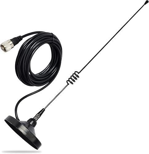 HYSHIKRA Antena de montaje magnético, doble banda 144430Mhz 19 pulgadas antena de látigo con base magnética con cable RG58 de 5M16.4 pies para Yaesu