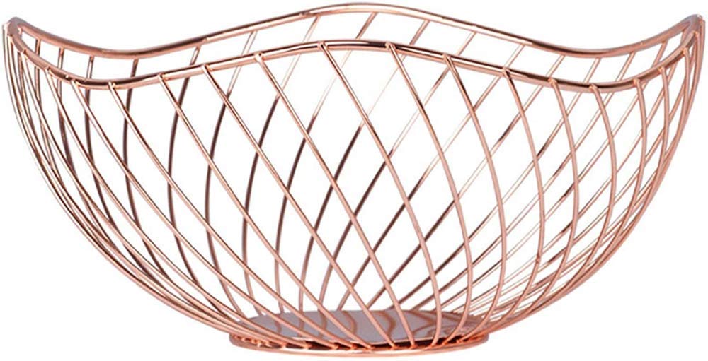 Myxjx Rose Gold Fruit Bowl, Iron Vegetable Basket Drainer For Home Living Room Snack Fruit Plate