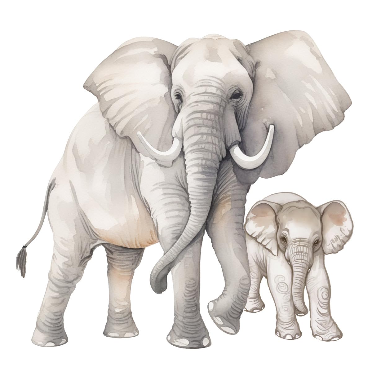 Winhappyhome Mother & Child Elephant Pattern Art Stickers for Bedroom Living Room Nursery Background Decor Wall Sticker Decoration