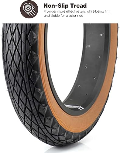 Miniatura 4 de Neumático de bicicleta de 20 x 4  Neumático grueso de 20 x 4.0 con diseño de pared lateral marrón para bicicleta eléctrica  Neumático antipuñaladas