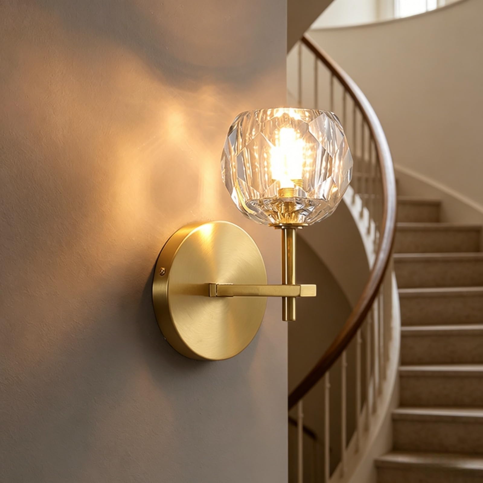 Aplique Pared Cristal Interior, G9 Lámpara de Pared Decorativos, Lámpara Iluminación de Lujo para Sala de Estar, Dormitorio, Hotel (1 Luz, Ø12cm)