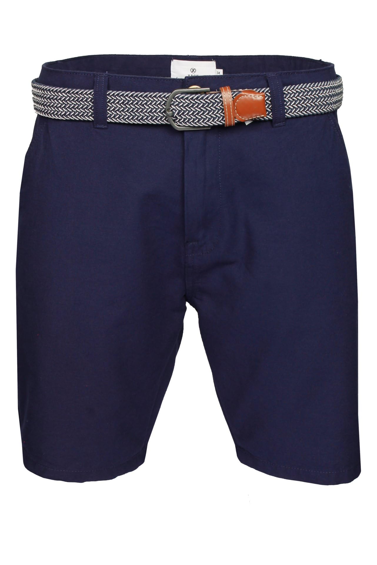 Xact Men's Oxford Dark Navy Cotton Oxford Chino Shorts With Belt, Regular Fit (Oxford Dark Navy) 30