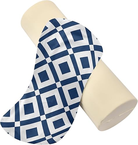 Miniatura 2 de KLL Abstract Zigzag and Rhombus Blue Round Cervical Roll Bolster Pillow Neck Roll Pillow Decorative Soft Round Pillow Cylinder Neck Roll Pillow