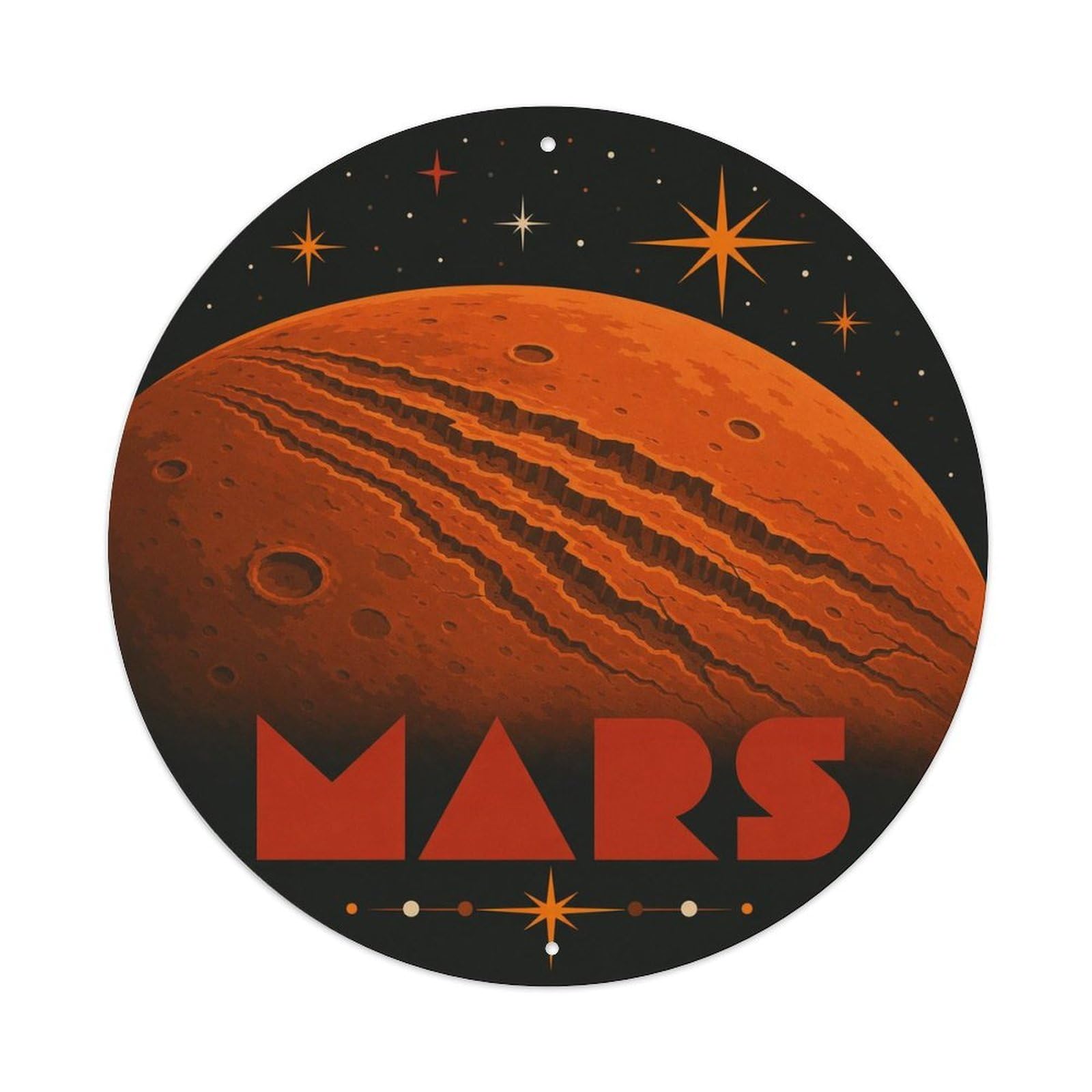 Solar System Celestial Mars Canyon Planet Metal Tin Sign Plaque Wall Decor for Cafe, Man Cave, Club Bar, Office, Home Garden Round Metal Poster 8x8Inch