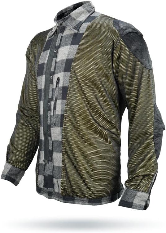 Armored Motorcycle Shirt for Men Motorcycle Flannel / Twill Fabric Jacket Reinforced with Aramid Fiber, Armor Riding Shirt - Image 7