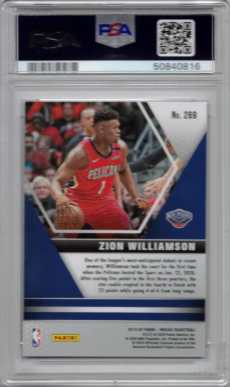 zion williamson graded rookie card ZION WILLIAMSON ROOKIE CARD GRADED PSA 9 Panini 2019 The National VIP RC