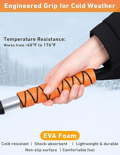 Miniatura 25 de EcoNour Cepillo de nieve desmontable de 57 pulgadas con raspador de hielo para parabrisas y ventana de automóvil, diseño 4 en 1, cerdas sin Naranja