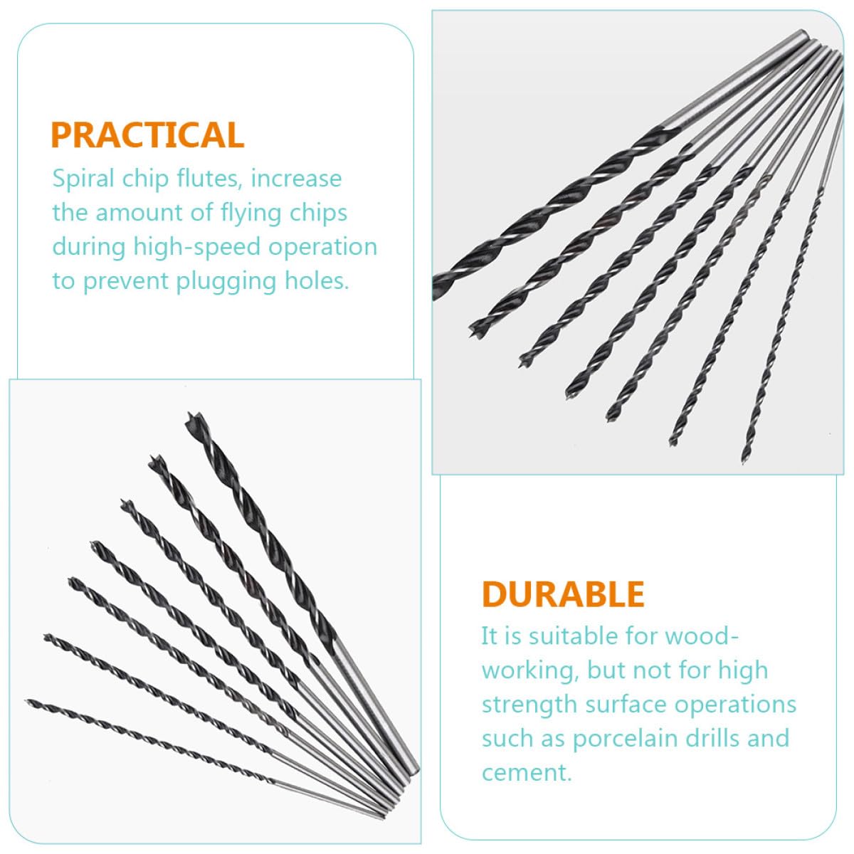 ULTECHNOVO Juego de Brocas Extralargas de Acero al Carbono 300 MM 7 Piezas Diámetros Variados para Perforar Madera Dura y Contrachapado en Trabajos de Carpintería y Bricolaje