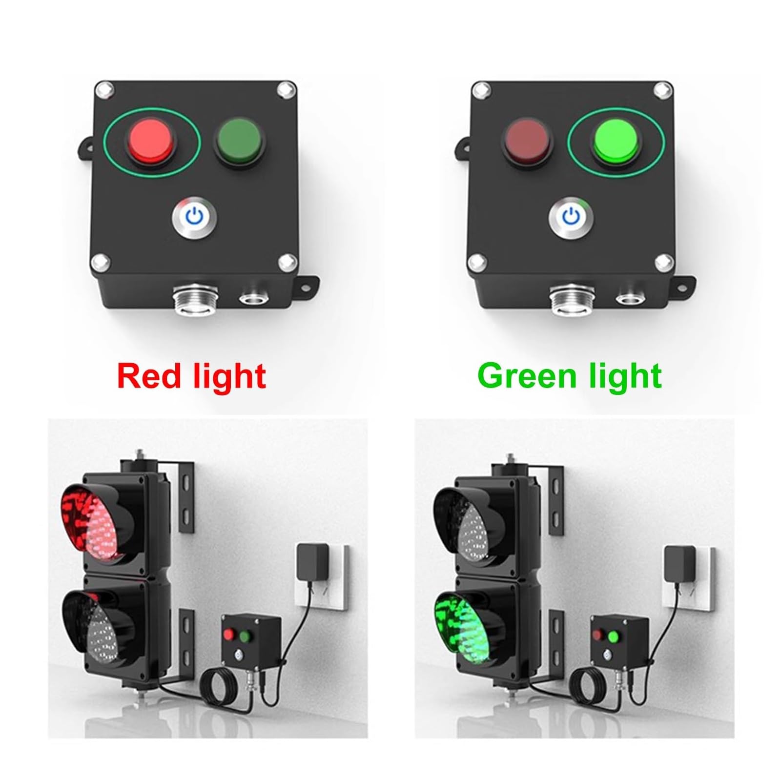 Lente da 4 Pollici di Diametro, AC110-240 V, Luce di Stop e di Marcia, 2 luci semaforiche Rosse/Verdi, Controllo a Pulsante, Adatta for incroci, fabbriche, scuole