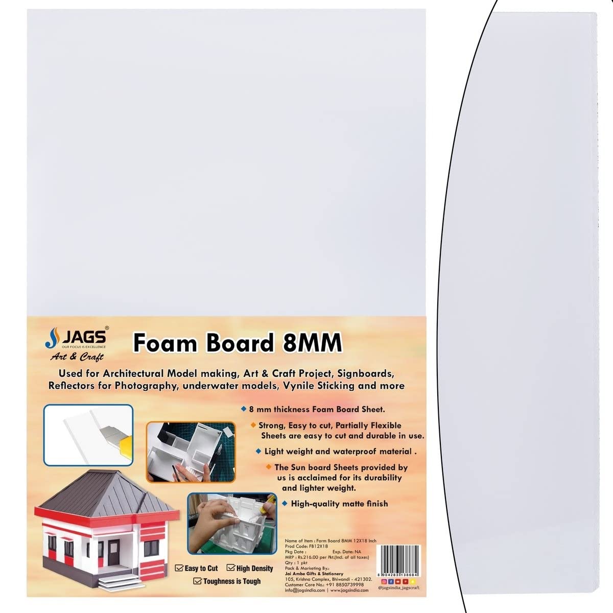 Aadya Crafts Form Board 12X18 Inch 8MM Thick 1 Piece