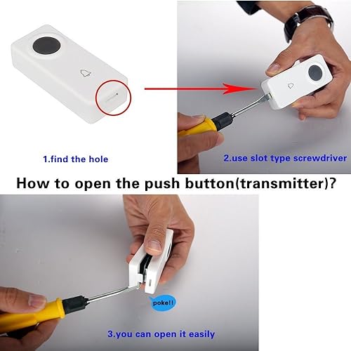 Miniatura 6 de Kit de timbre inalámbrico SadoTech Timbre inalámbrico Crosspoint para el hogar con transmisores y receptores para pulsar resistente al agua, timbre