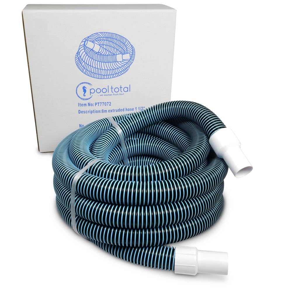 8m Poolschlauch 38mm mit drehbarer Muffe - Premium Saugschlauch für Bodensauger - Elastische Muffen - UV-beständiger Kunststoff - Sehr gute Schwimmfähigkeit
