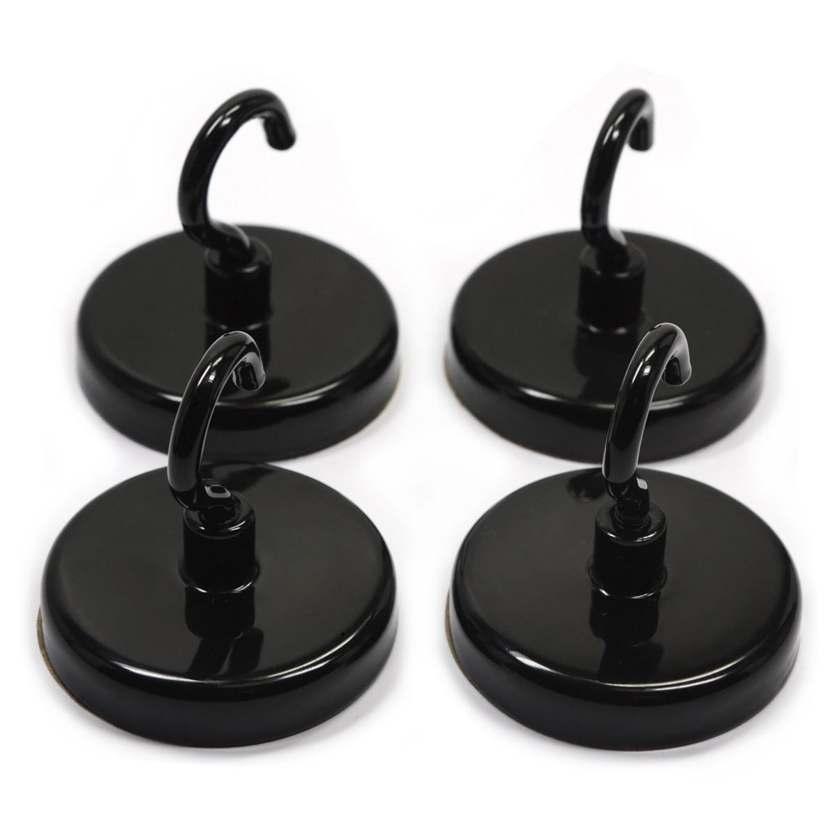4 Pieces CMS Magnetics Magnet Hooks with 28 LB Holding Power Each MHCP-40 (Black)