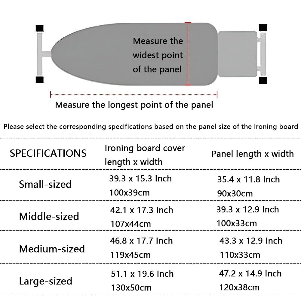 Funda para tabla de planchar resistente y almohadilla gruesa resistente a las quemaduras, borde elástico ajustable de 46.8 x 17.7 pulgadas (marrón) – perfecto para un fácil planchado y uso