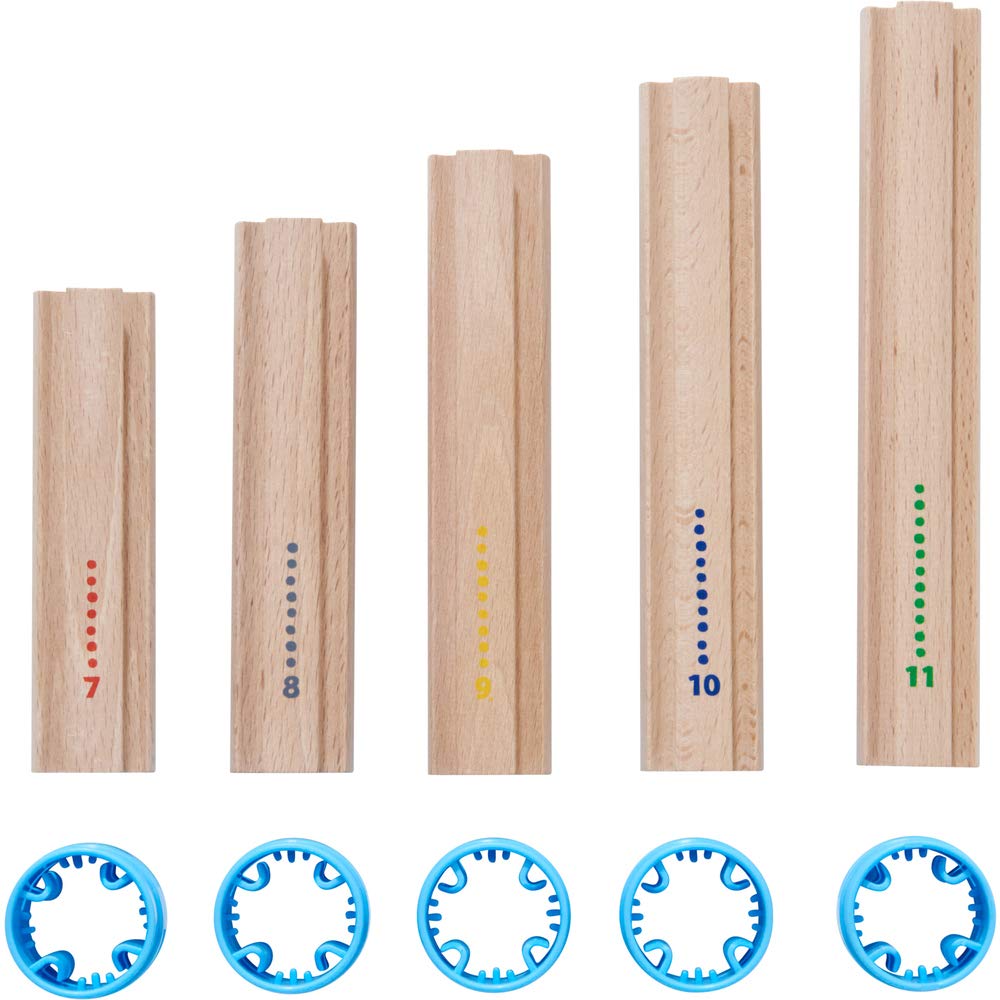HABA Kullerbu Expansion Set - Tall Columns - 10 Piece Set for Creating Extra Tall Ball Track Layouts