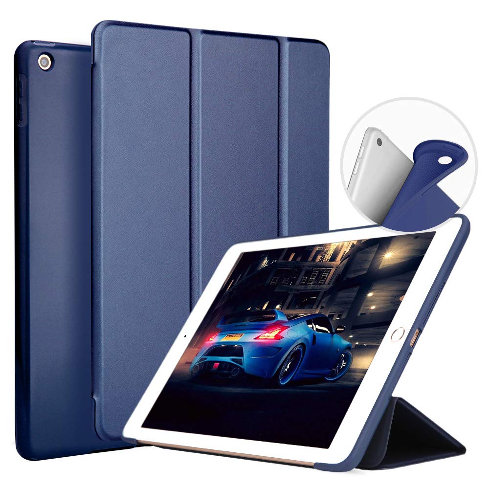 iPad 5th 6th Case 9.7 inch, DWOPAR Lightweight & Slim PU Leather Smart Cover Shockproof Soft Back Tri-fold Stand with Magnet for Apple iPad 9.7 inch 5th/6th Generation 2018 2017 Tablet - Navy Blue