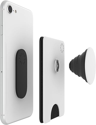 Miniatura 3 de PopSockets - Cartera de teléfono con agarre extensible para teléfono, tarjetero para teléfono - blanco y negro