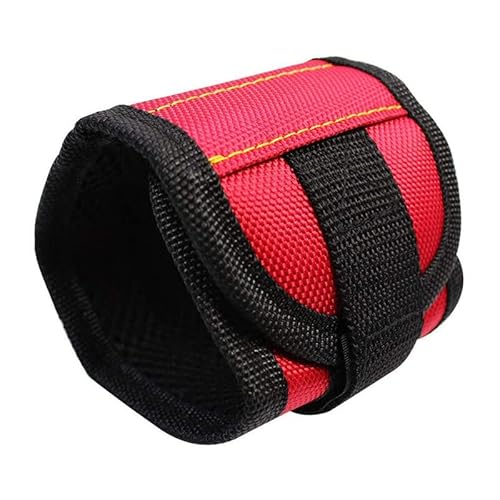 OUTLETISSIMO® Bracelet magnétique rouge, bracelet avec barre magnétique, bracelet magnétique pour coupe et couture avec 15 aimants puissants avec 15 aimants pour vis thumbnail