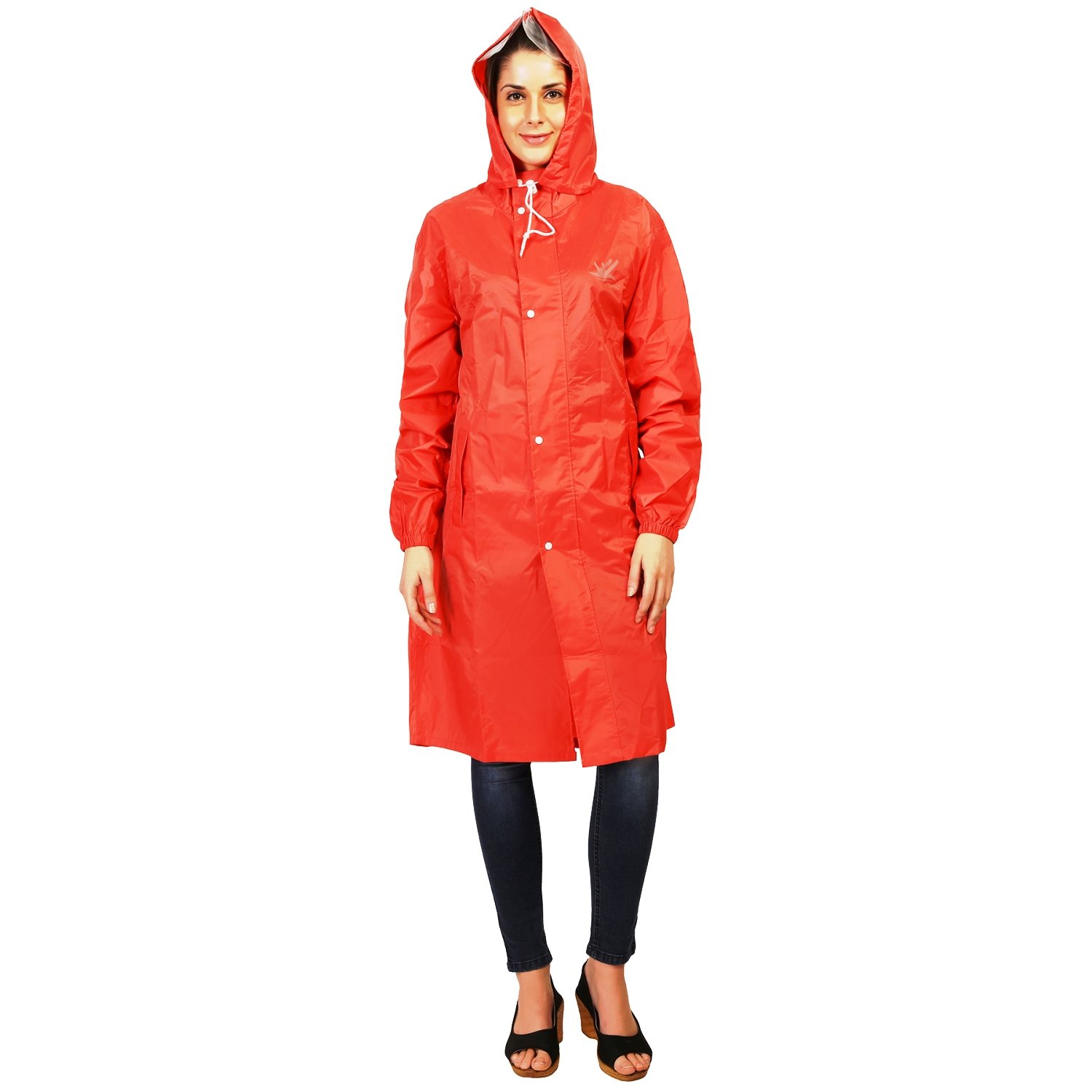 ZEEL Women's PVC Raincoat_RW204CR_Coral Red_XL Amazon.in Clothing & Accessories