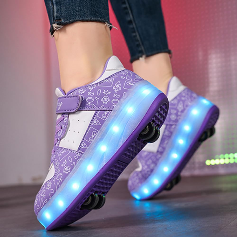 Patins à roulettes Lumineuses pour Enfants Débutants, Basket à Roulettes avec Crochet et Boucle