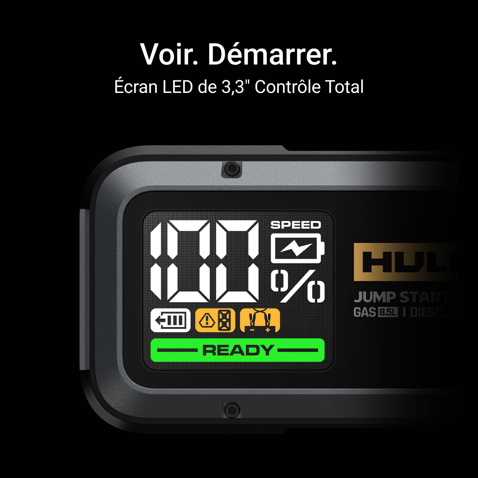 HULKMAN Alpha85 Booster Batterie Voiture, 2000 Amp 20000mAh, Grand et Pratique Écran LED, Démarreur à Batterie au Lithium de 12V, pour Moteurs à Essence jusqu'à 8,5L, à Diesel jusqu'à 6L