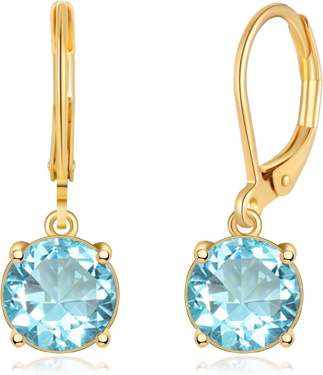 CiNily Leverback Dangle Earrings Created Crystal Drop Earrings Gold Plated Jewelry Gift for Women Girls 8mm