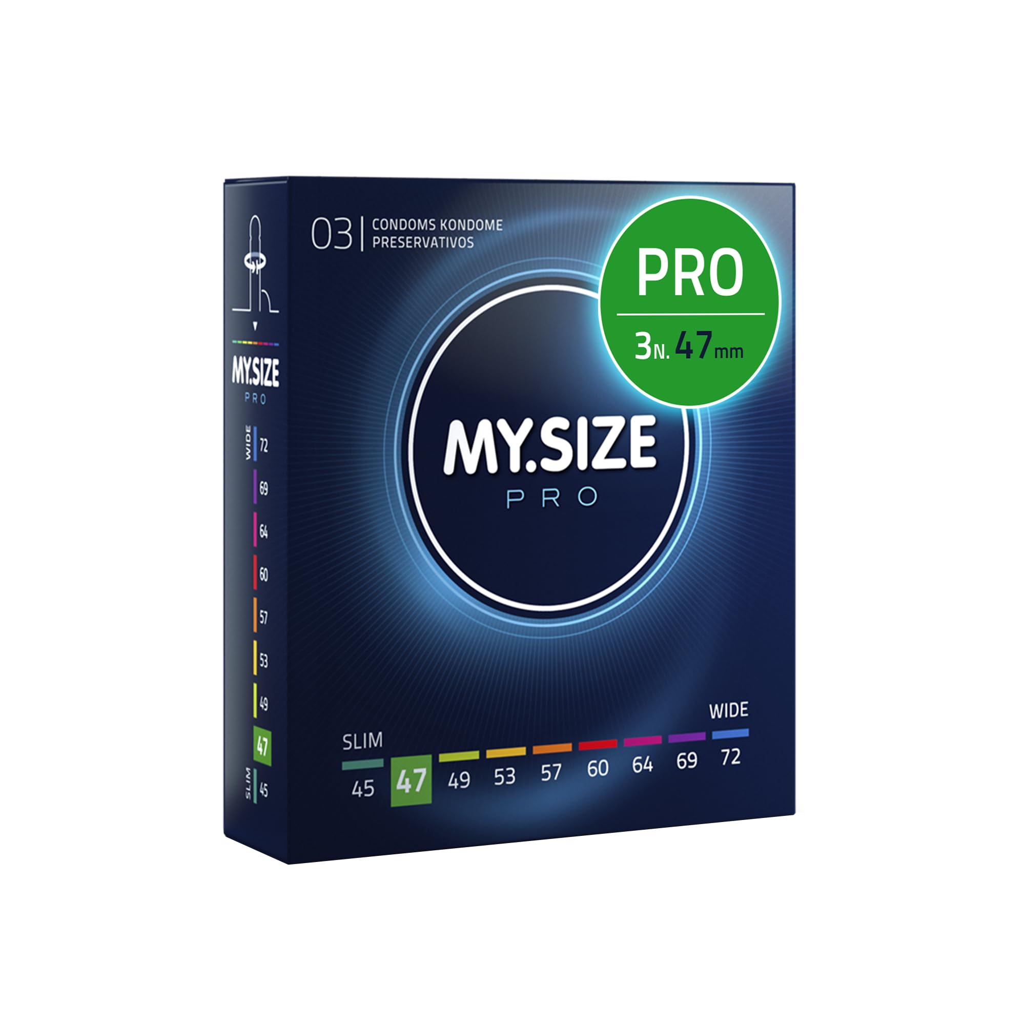 MY.SIZE PRO Preservativo ELITE misura 1, 47 mm, 3 pezzi - Ottima vestibilità per una taglia adatta a tutti
