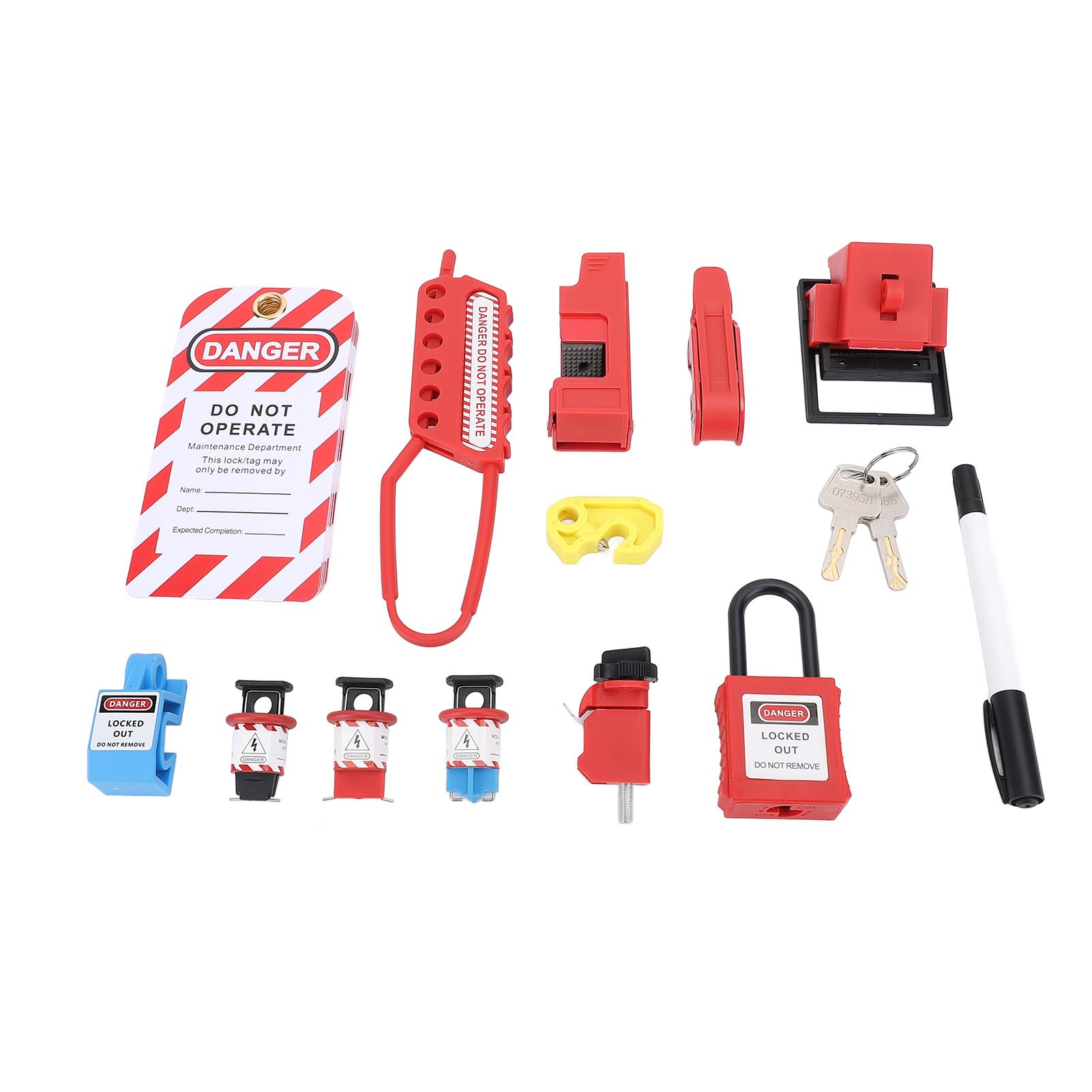 Hyuduo Kit de Bloqueo Eléctrico, Materiales No Conductores, Dispositivo de Bloqueo de Disyuntor con Cerrojo, Ideal para Seguridad de Maquinaria y Equipos Industriales