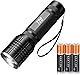【2024最新の強化版】LED 懐中電灯 フラッシュライト ハンディライト強力 軍用 高輝度/遠射チップ搭載 5種類点灯モード 軽量 小型 ズーム調節 電池式 単四電池付き 防災 停電対策 緊急用 キャンプ 登山 夜釣り (1個パック)