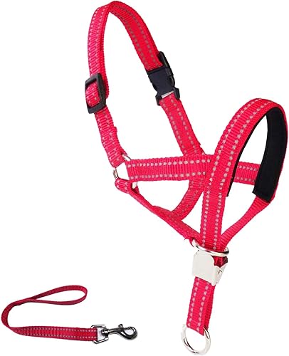 OHVEECA Collar para la cabeza del perro con correa reflectante ajustable para evitar tirones de la cabeza del perro con clip de seguridad, arnés