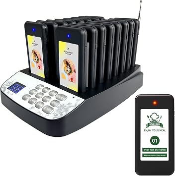 Buzzers for Restaurant,17 Restaurant Pagers,Long Range Food Buzzer,Social Distancing Keeping Pagers with Buzzer|Vibration|Flashing,Wireless Calling System for Restaurant
