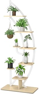 Giantex 6 Tier Metal Plant Stand Indoor, 61” Half Moon Plant Shelf w/ Ha...