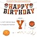 PANRRPERS Basketball Happy Birthday Banners Basketball Themed Party Decorations Hanging Swirl Basketball Birthday Party Bunting Sign for Kids Teenagers Boys Men